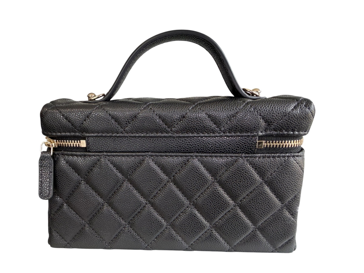 Chanel Caviar Slim Black Vanity W/Chain GHW