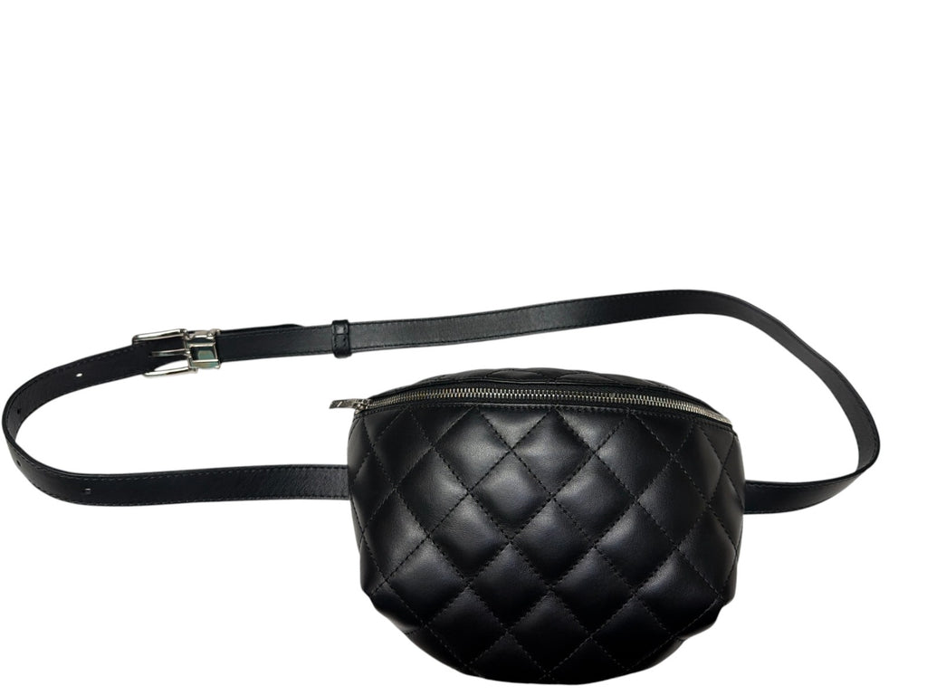 Chanel Calfskin Quilted Uniform Waist Belt BumBag Black