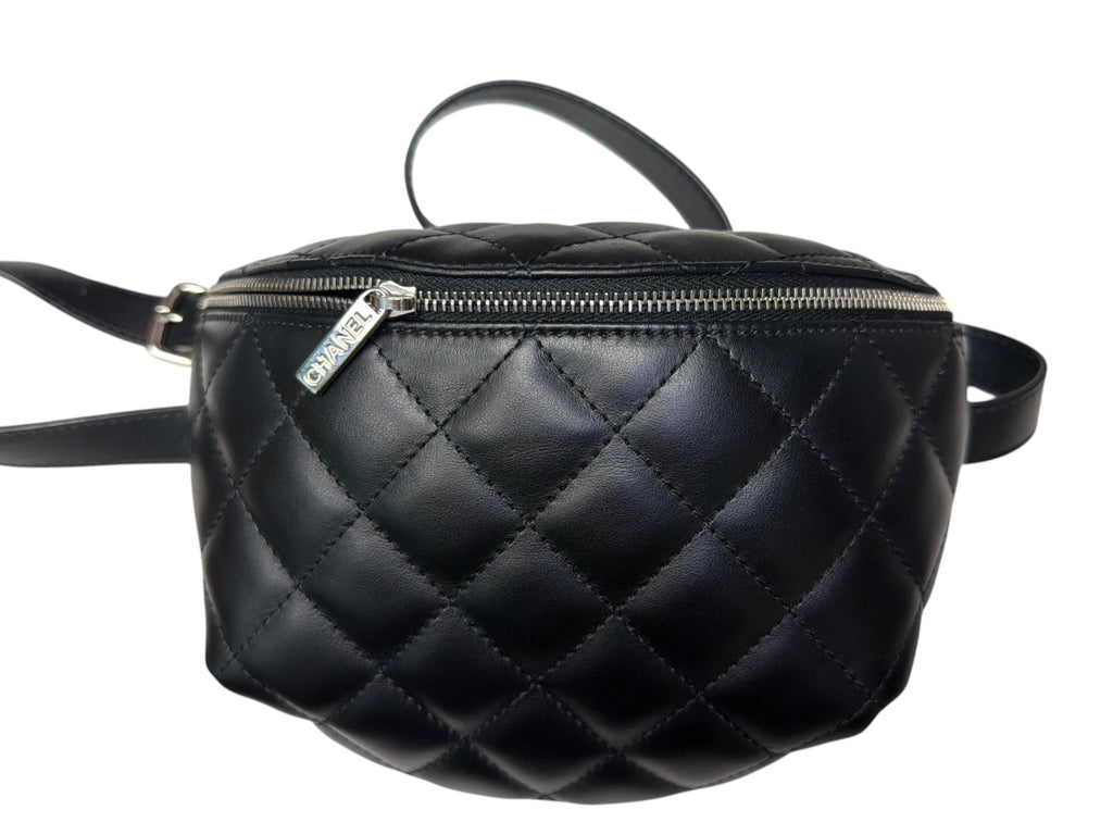 Chanel Calfskin Quilted Uniform Waist Belt BumBag Black