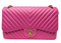 Chanel Pink Chevron Jumbo Double Flap GHW