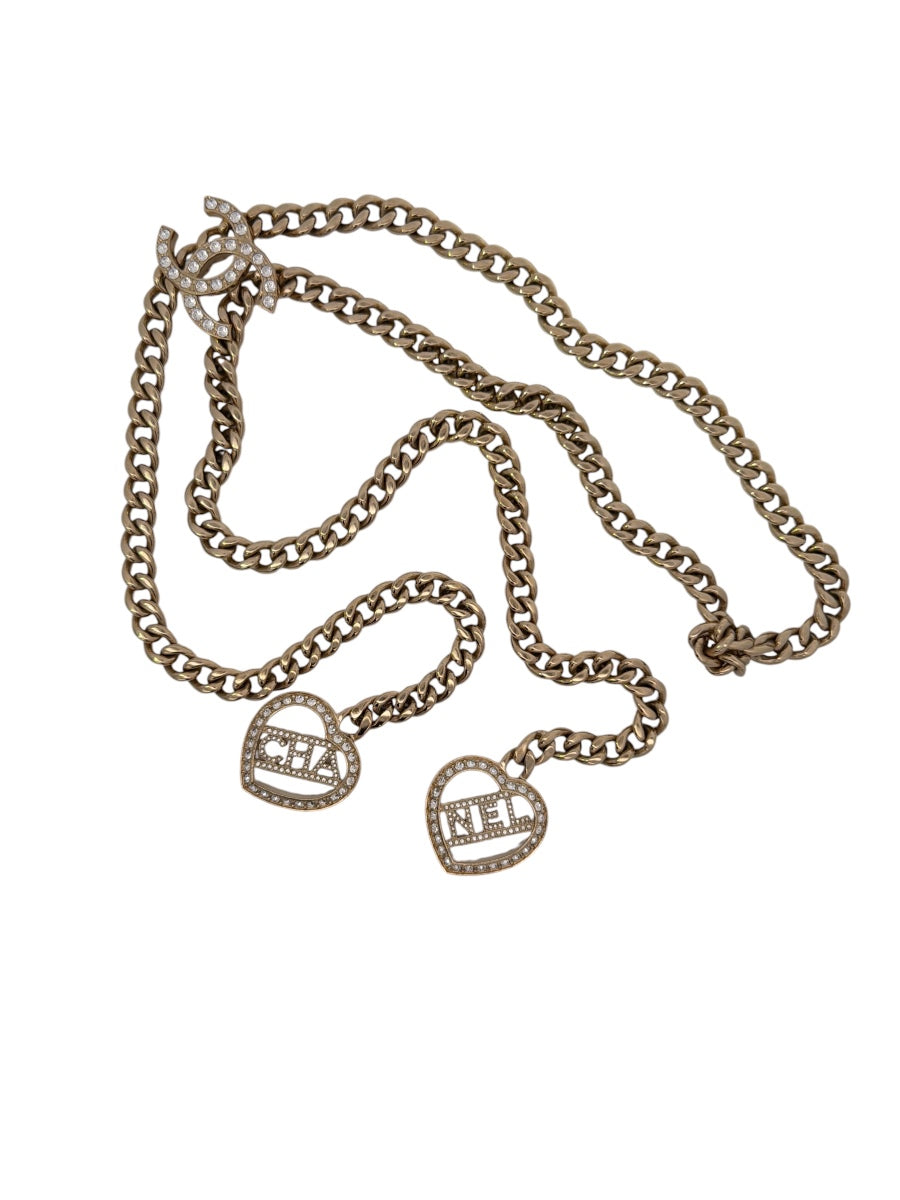Chanel 2023 CC Looptie CC Heart Rhinestone Belt