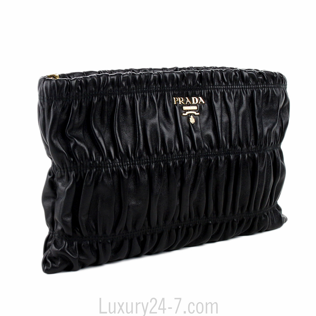 Prada Black Napa Gaufre Clutch Bag