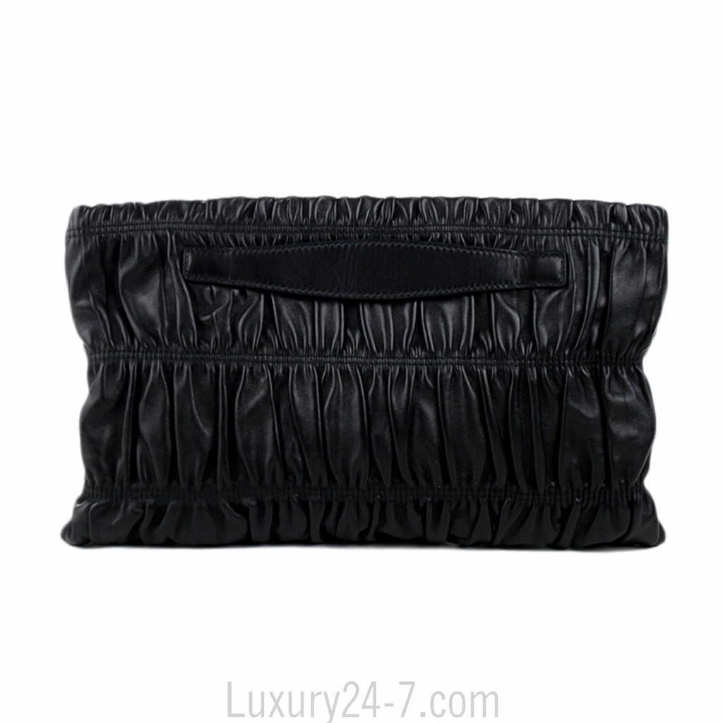 Prada Black Napa Gaufre Clutch Bag