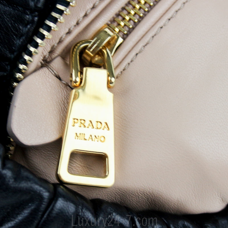 Prada Black Napa Gaufre Clutch Bag