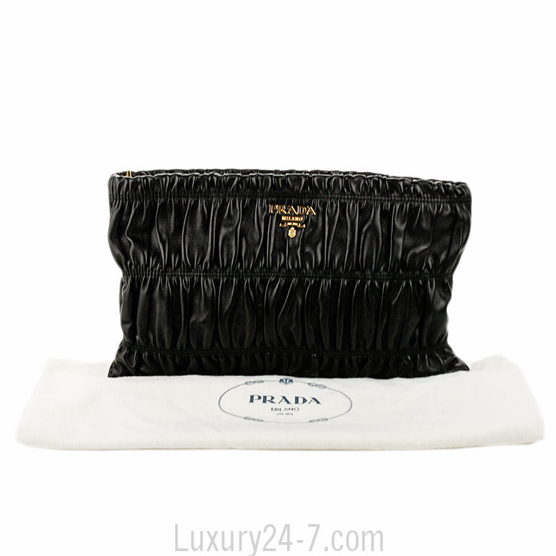 Prada Black Napa Gaufre Clutch Bag