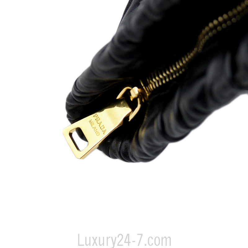 Prada Black Napa Gaufre Clutch Bag