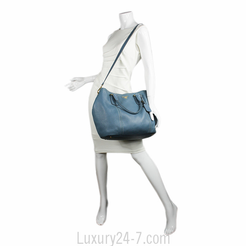 Prada Large Blue Shoulder Tote