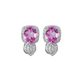 5.49ct Pink Sapphire Drop Earring with Halo Diamond 18K