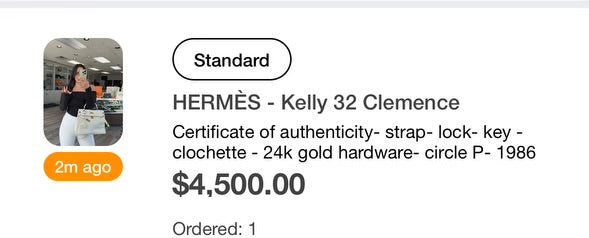 HERMES Kelly 32 Clemence 24k GHW circle P
