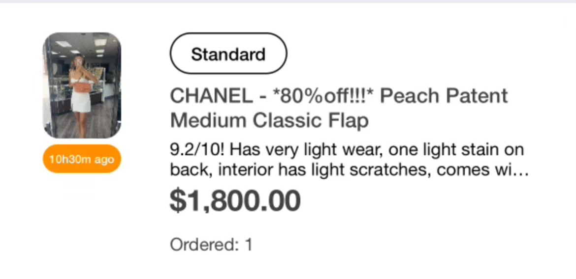 Chanel Peach Patent Leather Medium Double Flap Shoulder Bag.