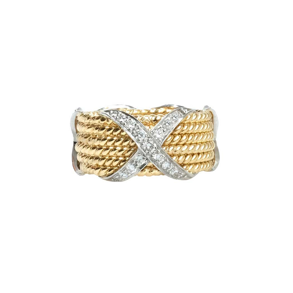 Tiffany & Co Diamond Rope Six Row X Band 18K