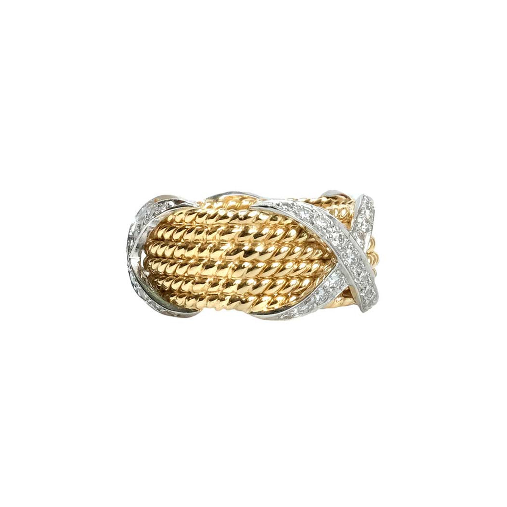 Tiffany & Co Diamond Rope Six Row X Band 18K