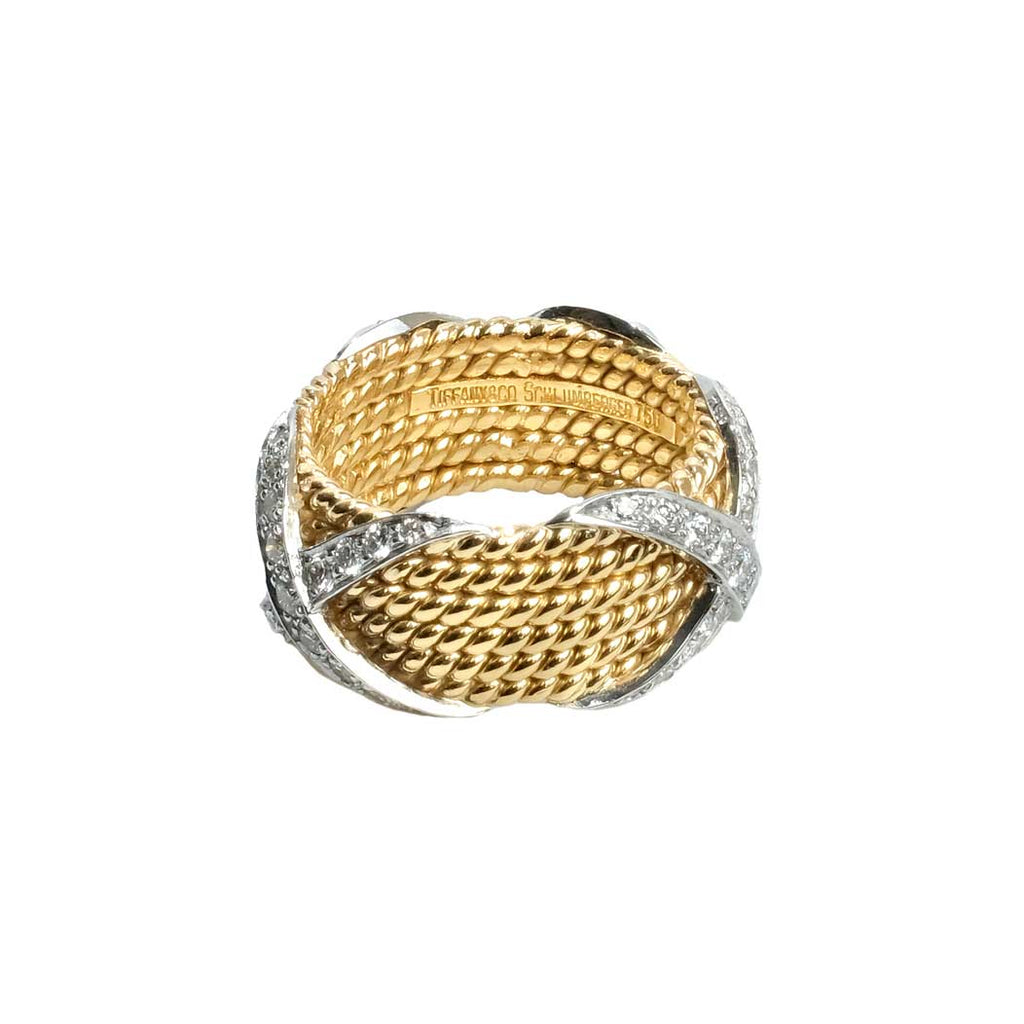 Tiffany & Co Diamond Rope Six Row X Band 18K