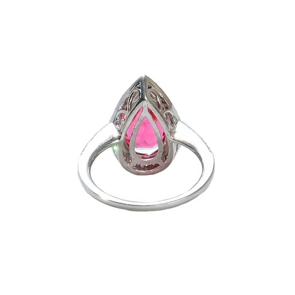 4.19ct Pink Tourmaline Pear Halo Diamond