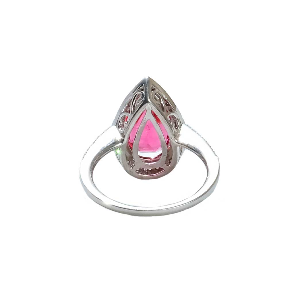 4.19ct Pink Tourmaline Pear Halo Diamond