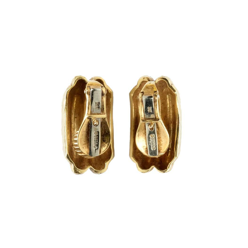 David Webb Hammered Clip Earrings 18K