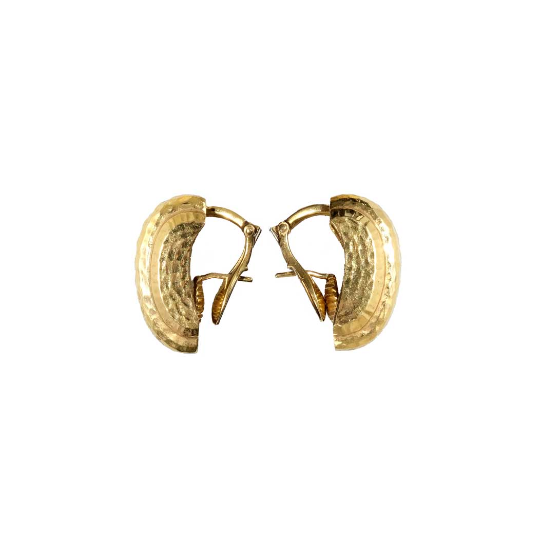 David Webb Hammered Clip Earrings 18K