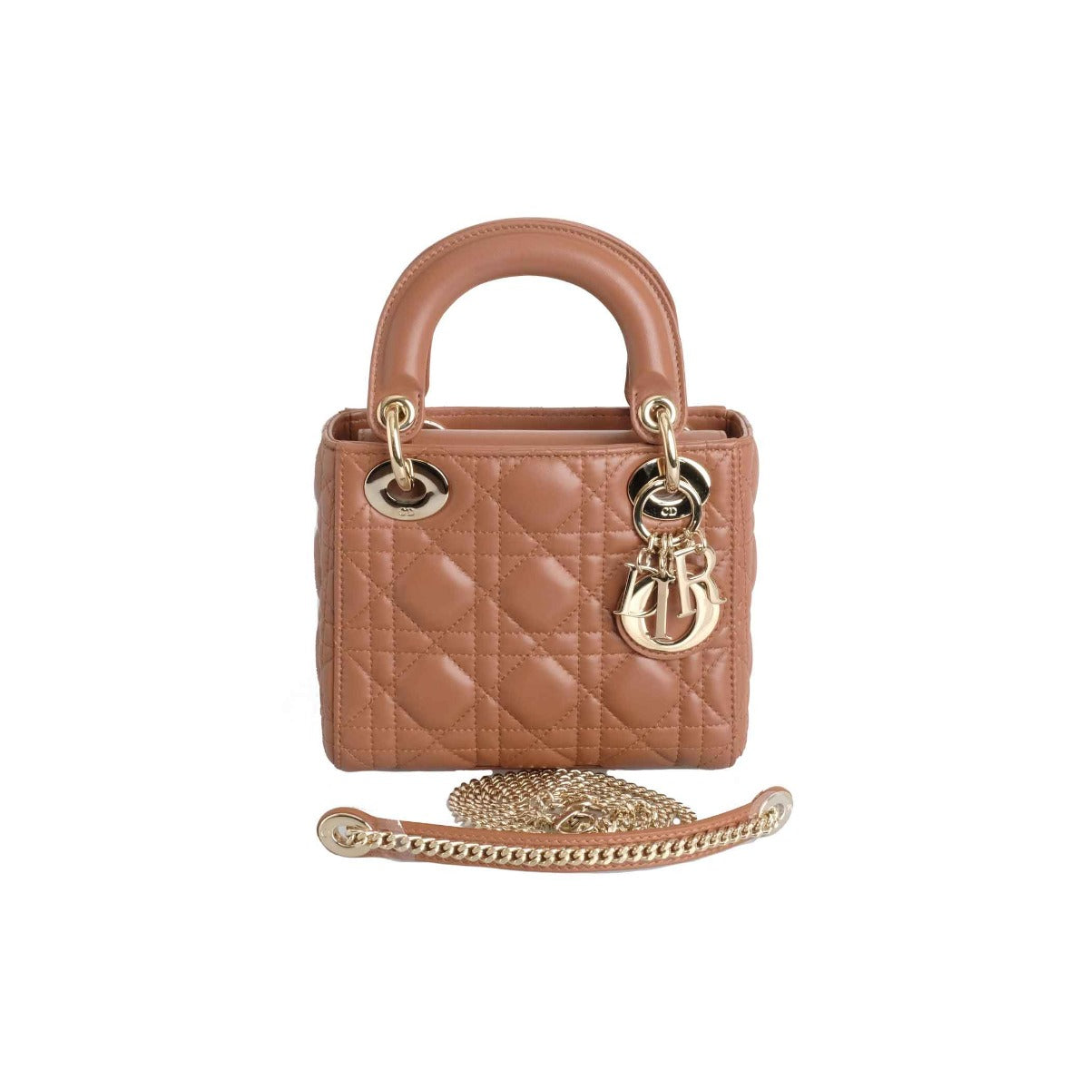 Dior Mini Lady Brown Cannage Lambskin  Bag