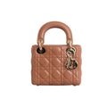 Dior Mini Lady Brown Cannage Lambskin  Bag