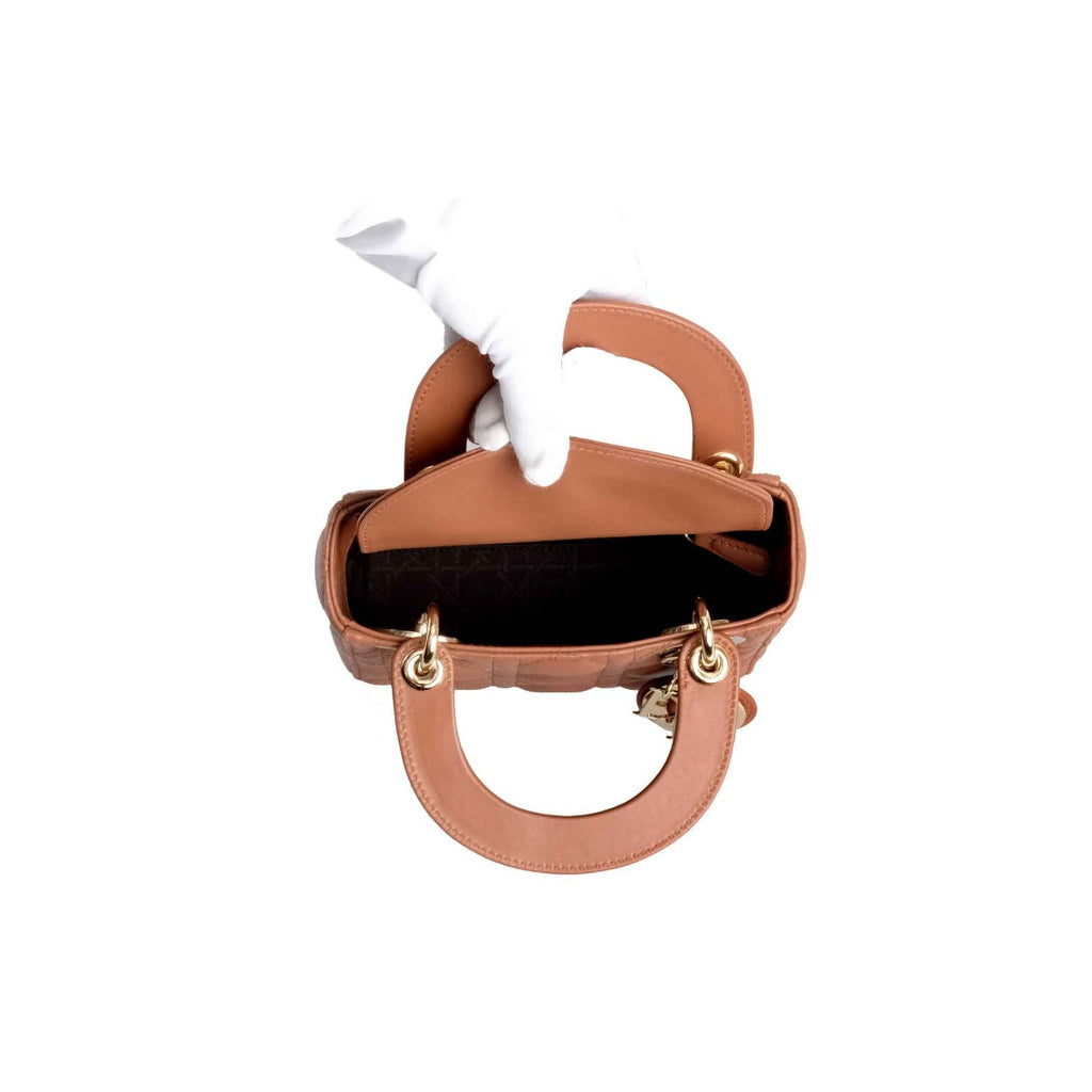 Dior Mini Lady Brown Cannage Lambskin  Bag