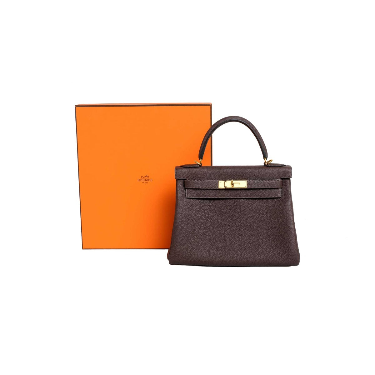 2019 Hermès Chocolate Togo Retourne Kelly 28 GHW