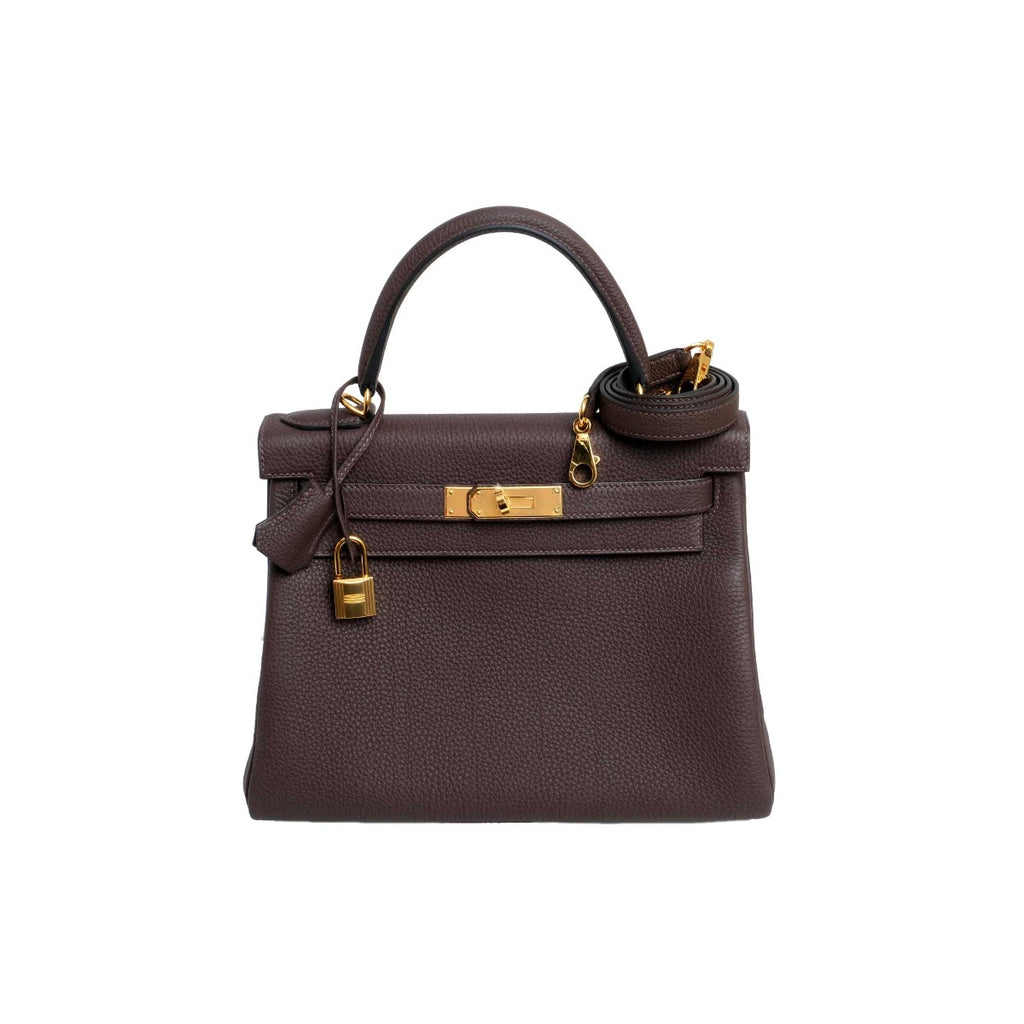 2019 Hermès Chocolate Togo Retourne Kelly 28 GHW