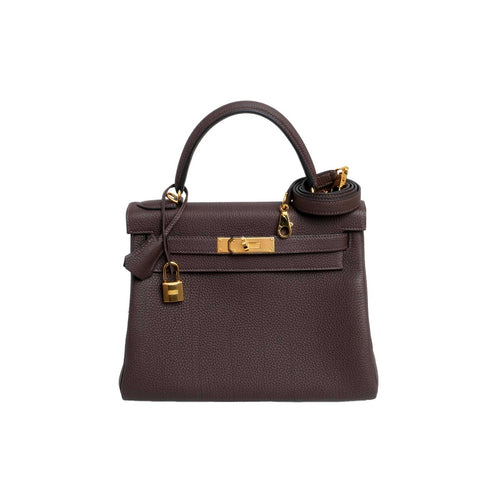2019 Hermès Chocolate Togo Retourne Kelly 28 GHW