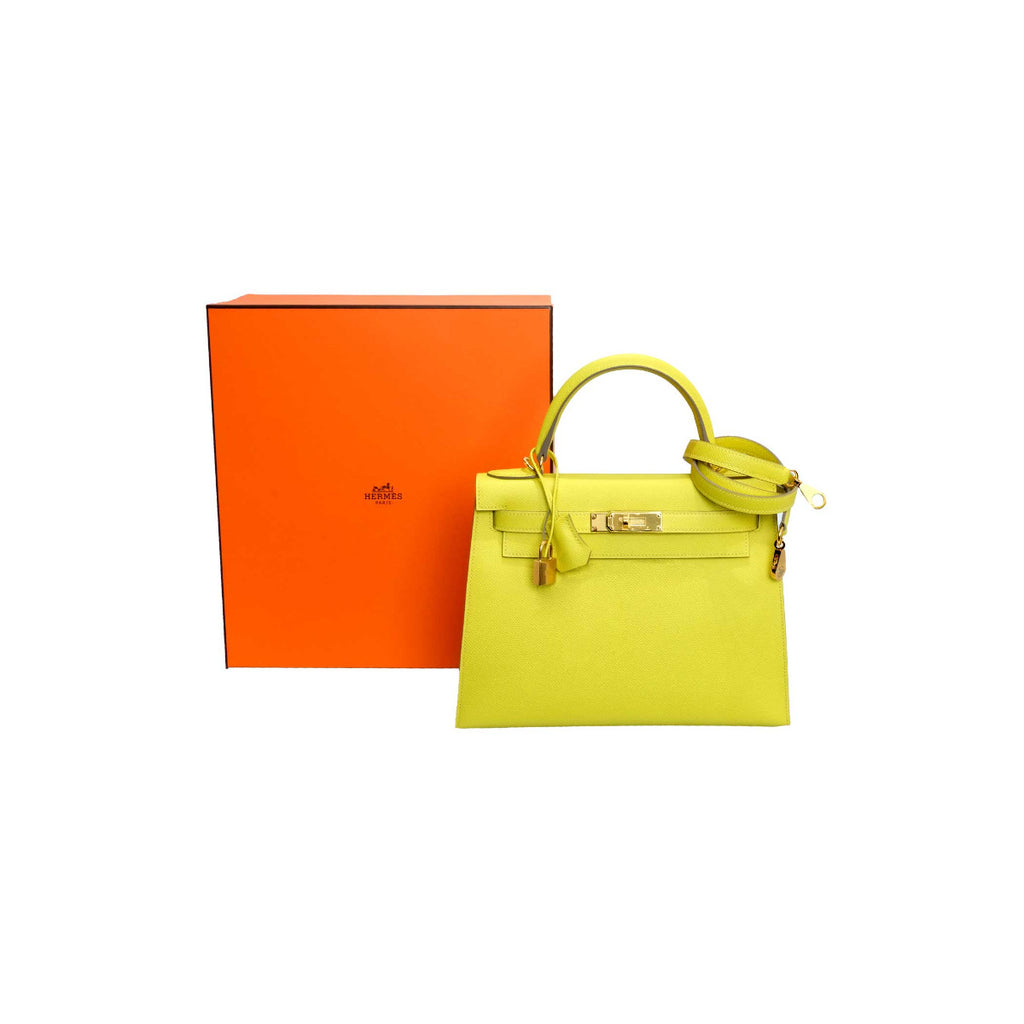 2020 Hermès Lime Epsom Kelly Sellier 28 GHW