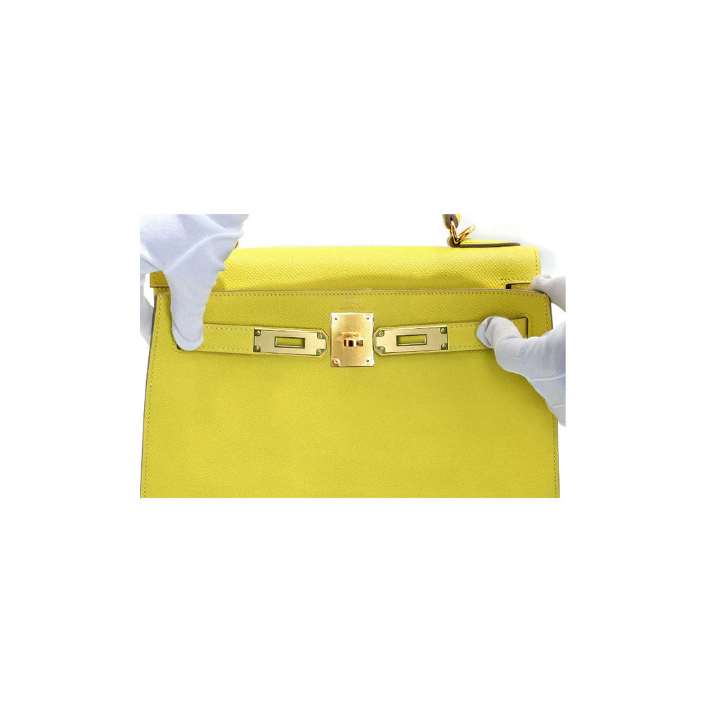 2020 Hermès Lime Epsom Kelly Sellier 28 GHW