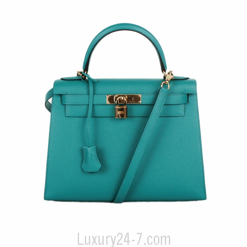 Hermes Bleu Paon Epsom Sellier Kelly 28