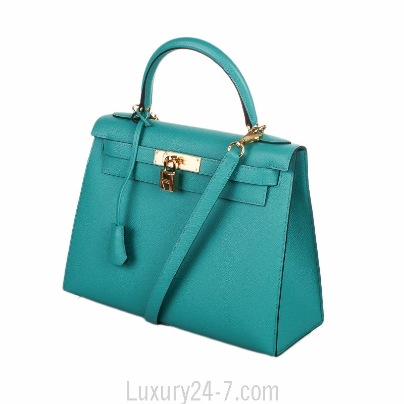Hermes Bleu Paon Epsom Sellier Kelly 28