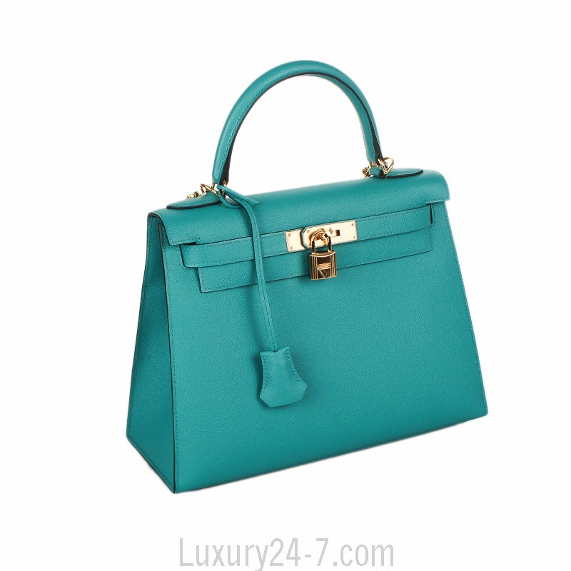 Hermes Bleu Paon Epsom Sellier Kelly 28