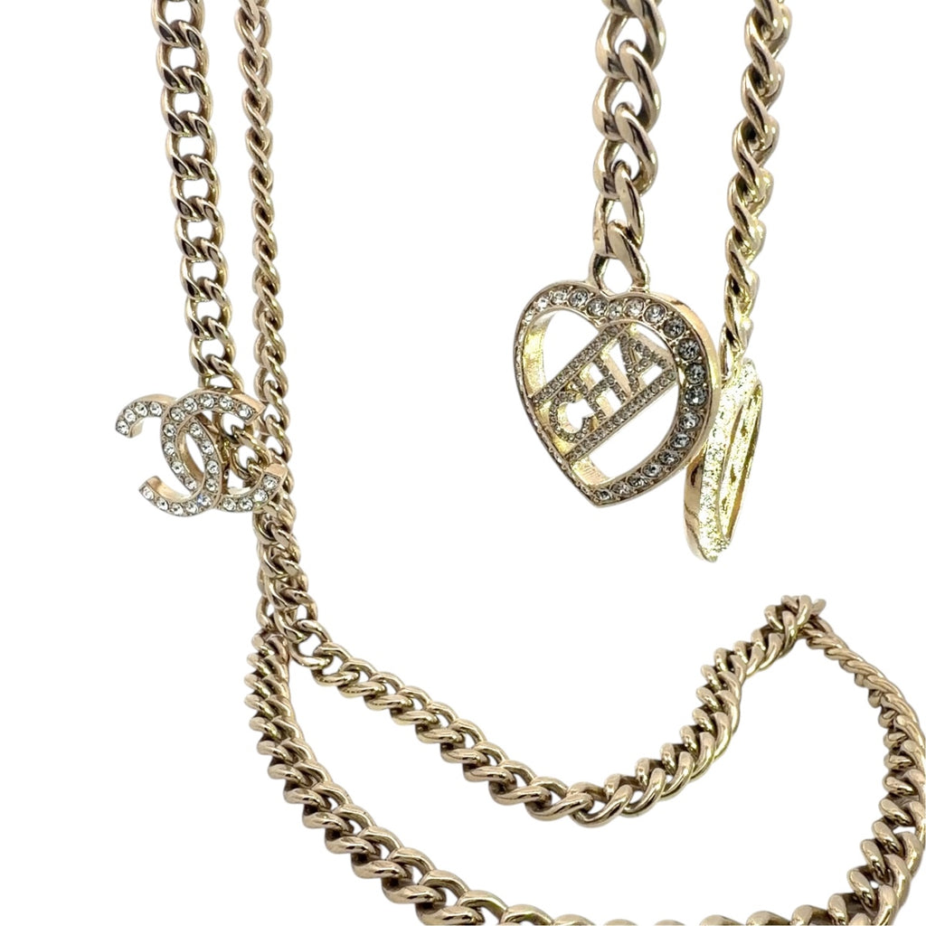 Chanel 2023 CC Looptie CC Heart Rhinestone Belt