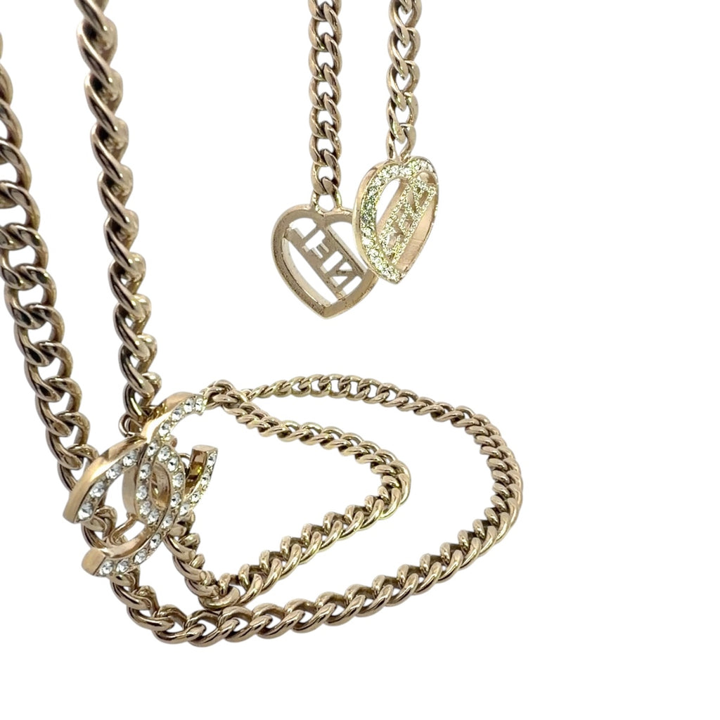 Chanel 2023 CC Looptie CC Heart Rhinestone Belt