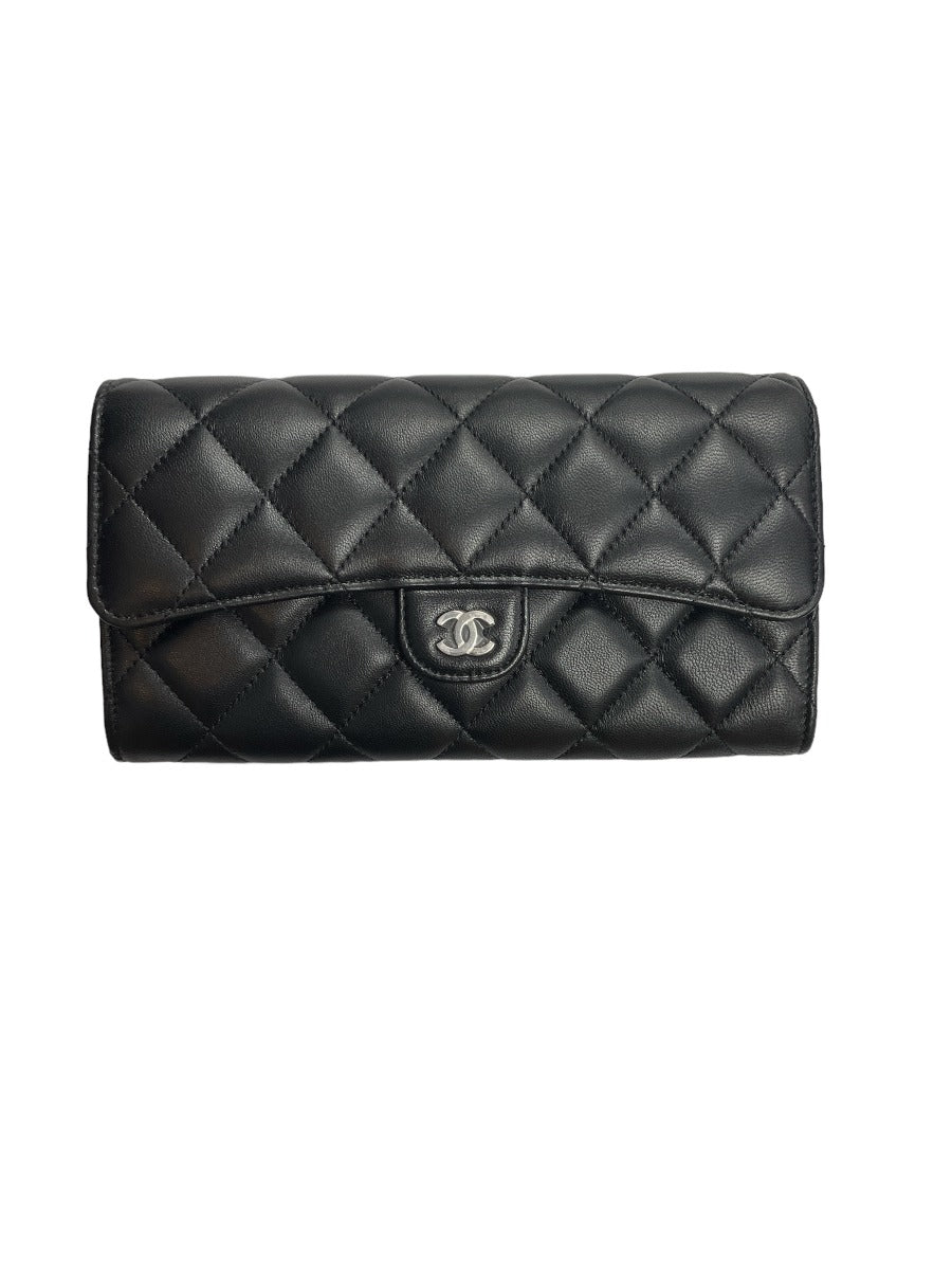 Chanel Lambskin Long Black Wallet