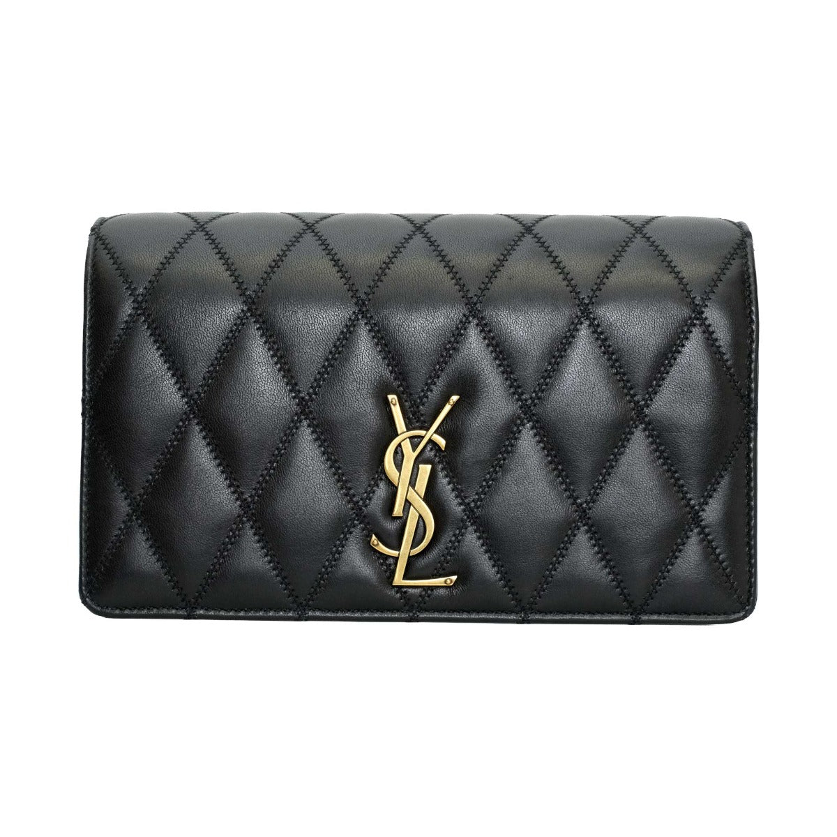 Saint Laurent Black  Angie Lambskin Quilted Bag