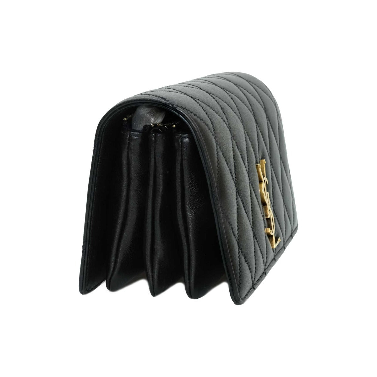 Saint Laurent Black  Angie Lambskin Quilted Bag