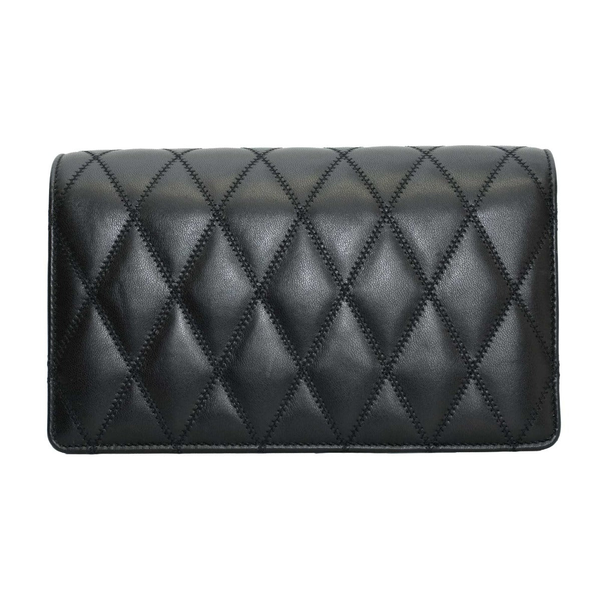 Saint Laurent Black  Angie Lambskin Quilted Bag