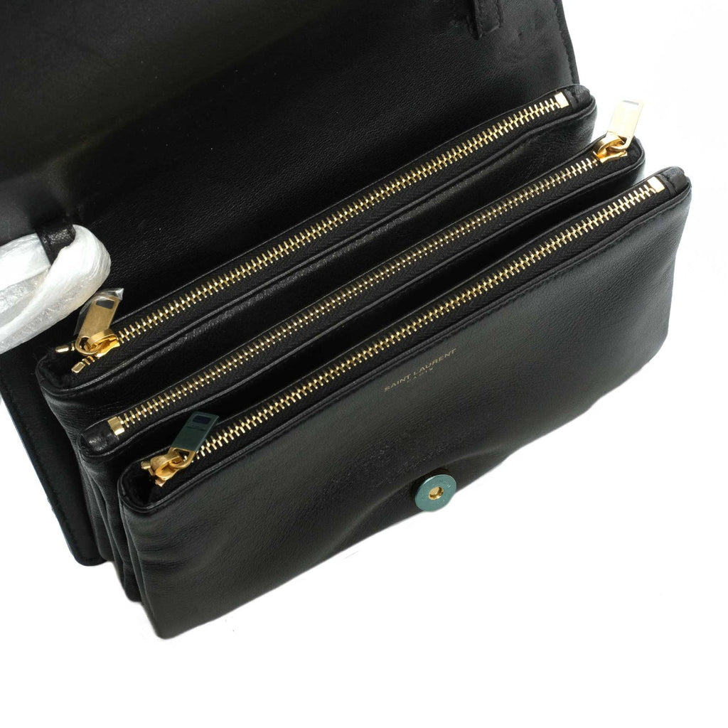 Saint Laurent Black  Angie Lambskin Quilted Bag