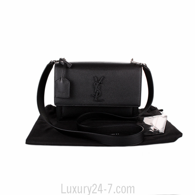 Saint Laurent Black Monogram Sunset Medium Satchel Bag