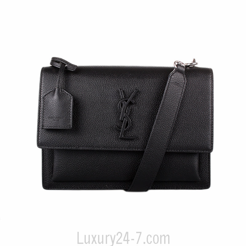 Saint Laurent Black Monogram Sunset Medium Satchel Bag