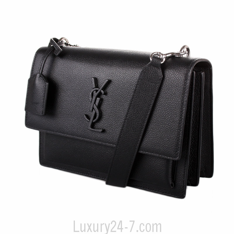 Saint Laurent Black Monogram Sunset Medium Satchel Bag