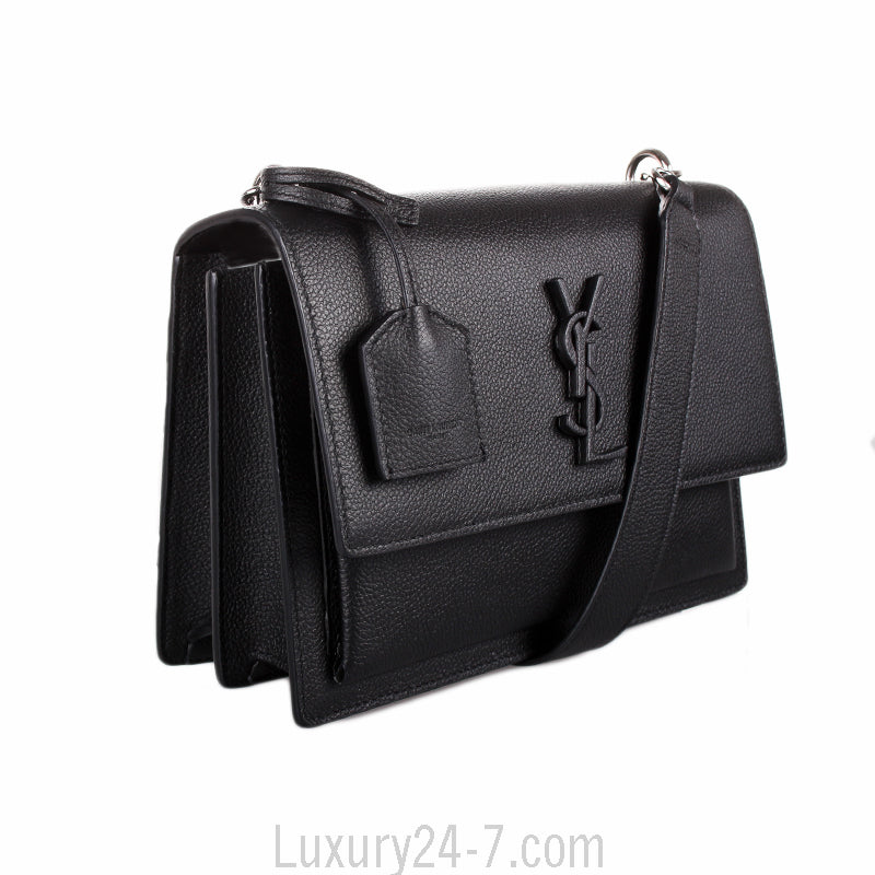 Saint Laurent Black Monogram Sunset Medium Satchel Bag